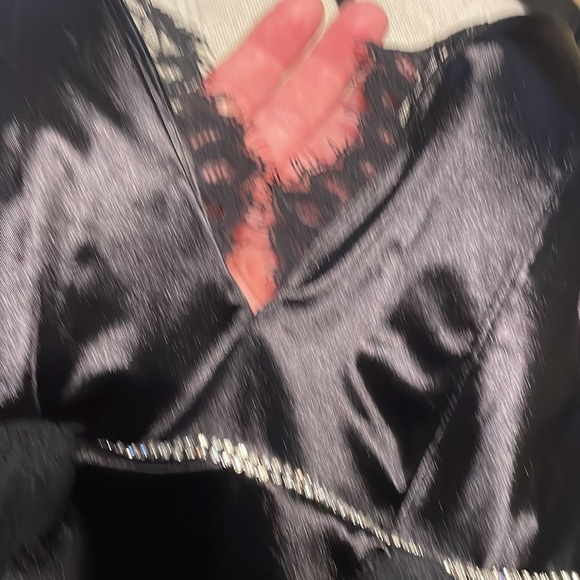 Plus Sz deep plunge rhinestone corset with lace and satin bodice 18-20 NWT - Picture 6 of 15